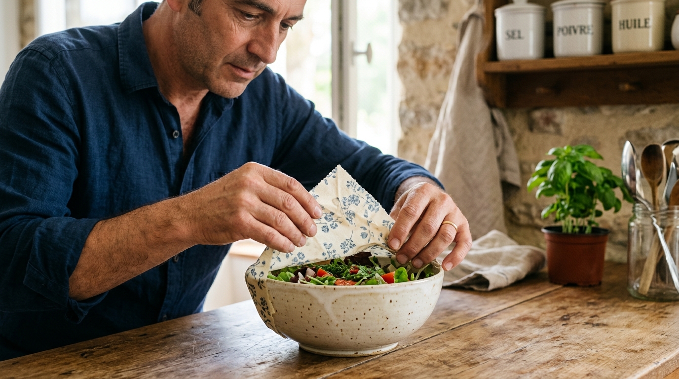 « Je ne déroule plus jamais de film alimentaire » : ce que ma grand-mère faisait fondre sur un tissu couvre tous mes plats depuis des mois